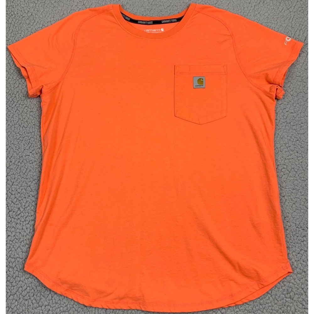 Carhartt TK6652-W T-Shirt Womens L Orange Force Color Enhanced Relaxed Fit Logo - Picture 2 of 9